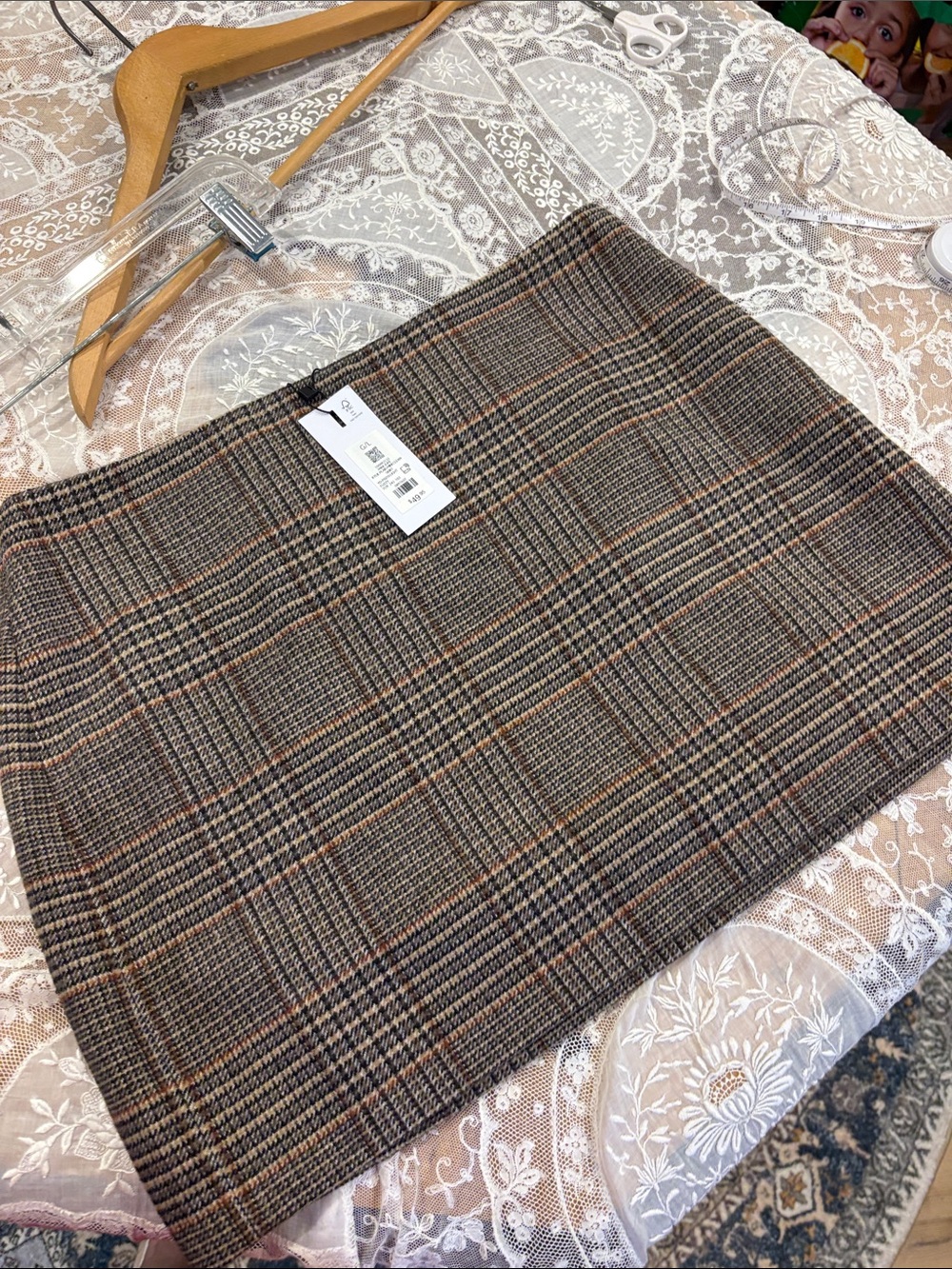 Dynamite Plaid Mini Skirt in Brown and Tan